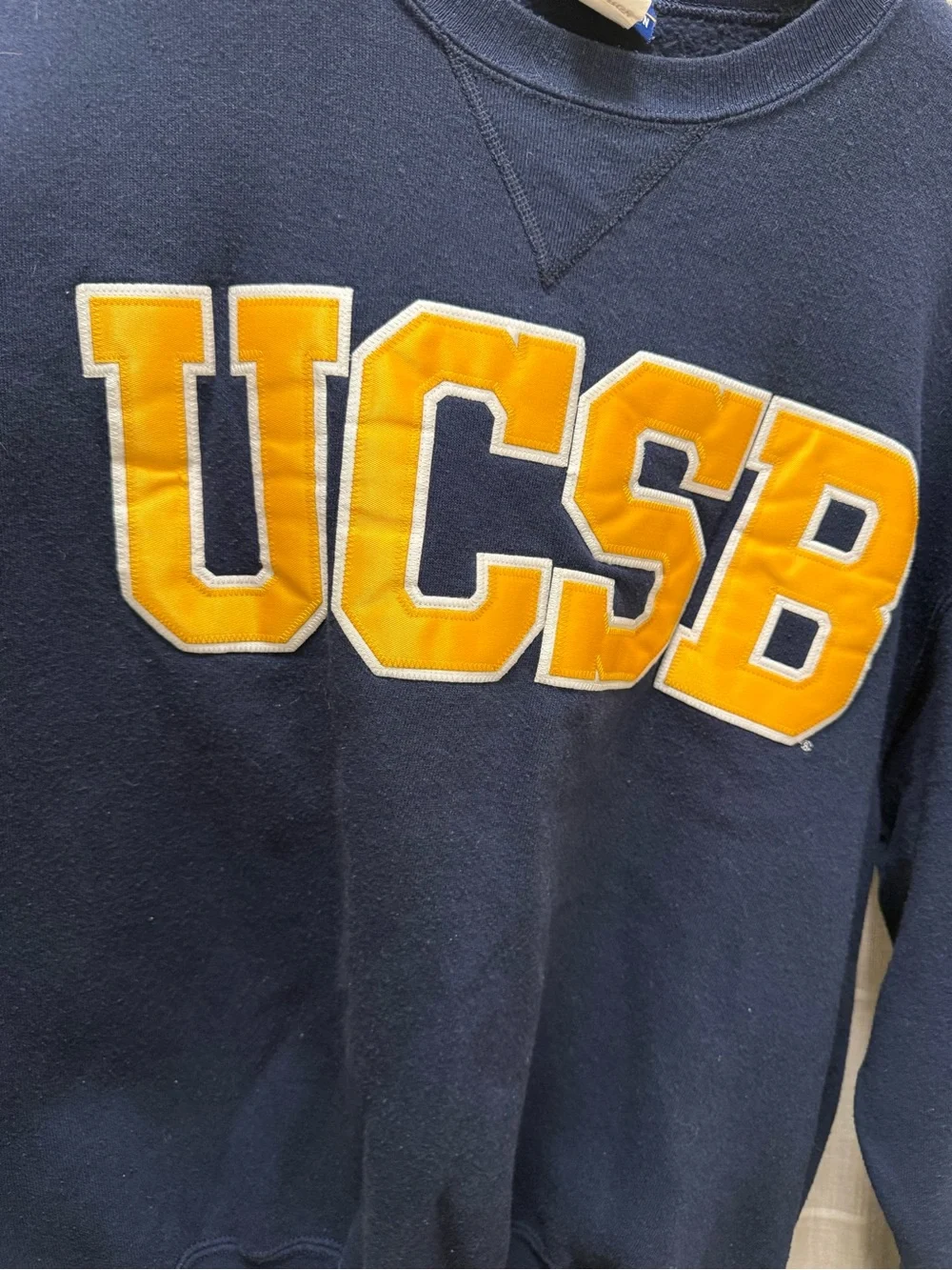 Navy Crewneck Sweatshirt with Gold Lettering